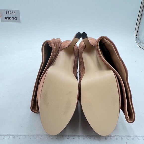 Brown Suede Platform Stiletto Heel Side Zipper Slouchy Stretchy Knee High Boots - Picture 6 of 6